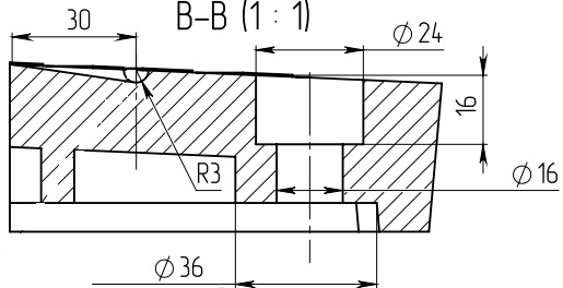 Výkres víka poklopa A15 čtvercového - Průrez B-B