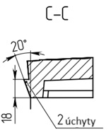 Výkres víka poklopa A15 čtvercového - Průrez C-C